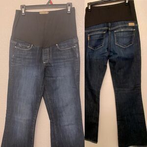Paige Maternity Laurel Canyon Boot Cut Jeans dark wash full panel 28 (33 long)